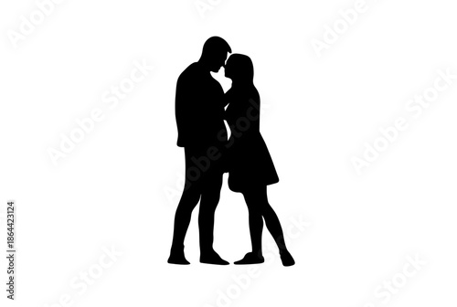 Couple embracing silhouette isolated on white background, Vector, illustration