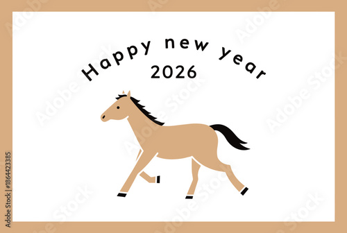 Happy new year 2026 horse isolated on white background, Vector, illustration