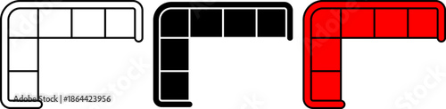 Top View Corner Sofa Icon Set