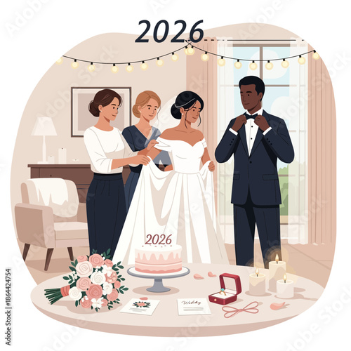 Wedding Preparations Bride Groom Cake Ring Lights 2026 Celebration