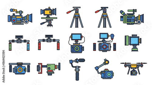 Collection of Professional Video Production Equipment and Accessories.