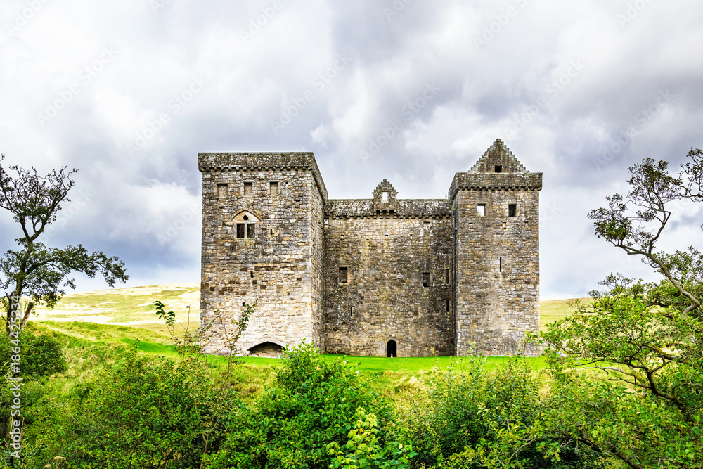 Fototapeta premium Hermitage Castle, Hermitage Water, Liddesdale, Roxburghshire, Newcastleton, Hawick, Scotland, UK