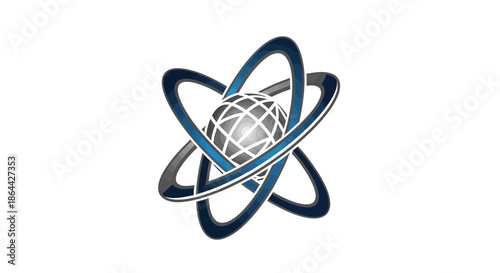 Abstract Global Atomic Structure Graphic for Modern Technology and Innovation Design