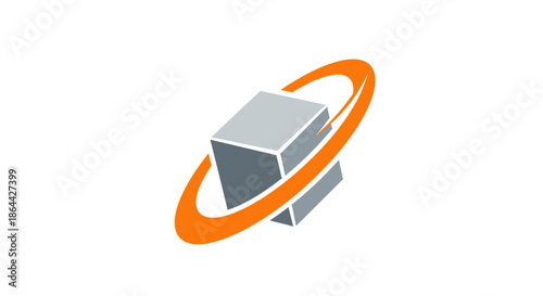 Abstract Geometric Structure Symbolic Representation Surrounding Orbital Ring Illustration Design