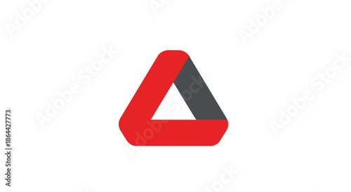Abstract Geometric Triangle Logo With Red And Grey Colors On White Background