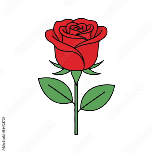 Simple Red Rose Vector Art for Greeting Cards and Decoration