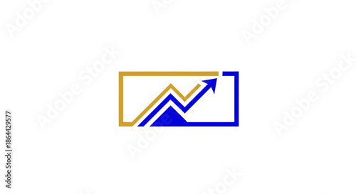 Abstract Growth Arrow Rising Inside Rectangle Symbolizing Achievement and Progress