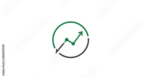 Abstract Growth Concept: Circle Design With Rising Arrow Symbolizing Progress and Upward Trend