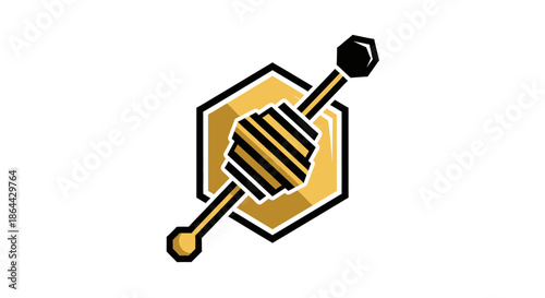 Abstract Honeycomb Design Featuring a Honey Dipper Logo and Symbol In Vector Style