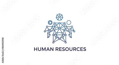 Abstract Human Resources Logo Representing Connected People and Networks Concept Design