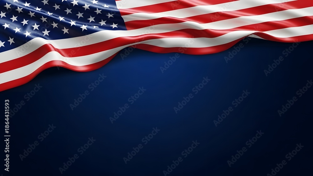 Obraz premium American flag waving on dark blue background