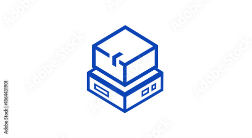 Abstract Illustration Of Two Blue Boxes Representing Delivery And Packaging Concept