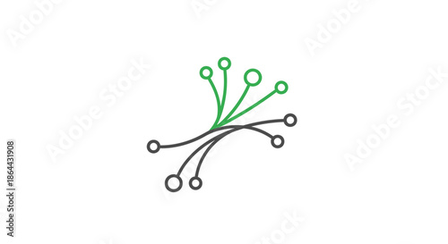Abstract Illustration Of Network Connecting With Green Branches On White Background