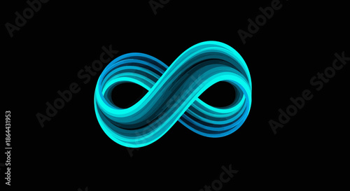 Abstract Infinity Symbol: A Modern Render, Turquoise Flow on Black Background