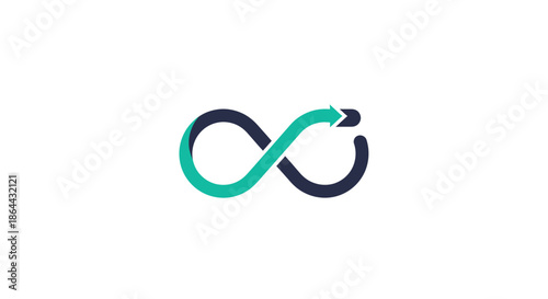 Abstract Infinity Symbol With Arrow: Representing Cycles, Evolution, And Continuous Development