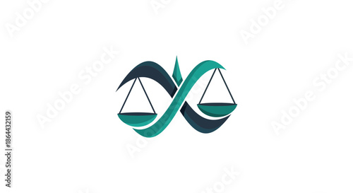 Abstract Infinity Symbol With Scales of Justice Representing Law and Balance
