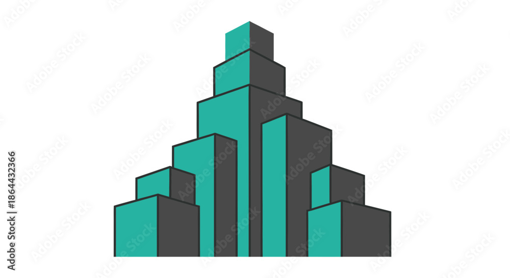Fototapeta premium Abstract Metropolis Depiction Featuring Modern Architectural Designs In Isometric Format