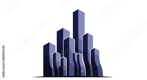Abstract Metropolis Depiction Featuring Architectural Structures and Geometric Designs
