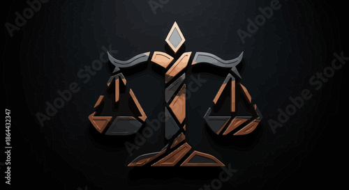 Abstract Justice Scales Emblem Dark Backdrop Visual Representing Legal And Ethical Concepts