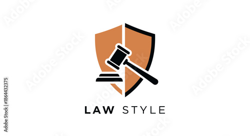 Abstract Law Firm Branding Concept With Protection Symbol And Modern Gavel Icon
