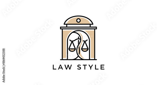 Abstract Law Logo Depicting Architectural Elements And The Scales Symbolizing Justice