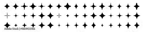 キラキラ 星 アイコン セット 輝き 抽象的 パーツ 素材 モノクロ 光