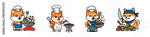 Cartoon Fox Characters in Chef Outfits.