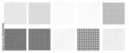 モノクロの幾何学パターンとシームレスなテクスチャのセット