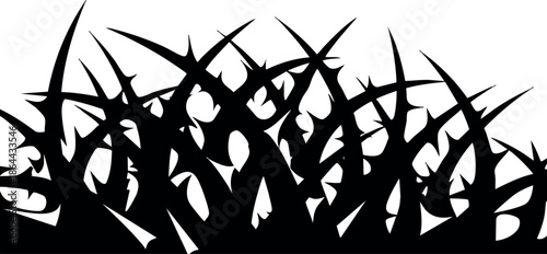 Black silhouette of sharp thorny bush vector illustration design artwork 