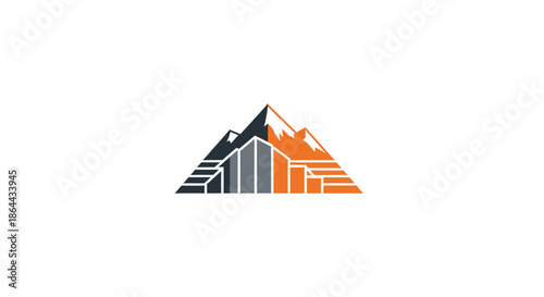 Abstract Mountain Icon Design Illustrating Modern Nature, Wilderness, Journey and Success