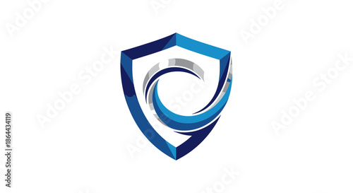 Abstract Protective Shield With Waves Symbolizing Security And Prevention Design