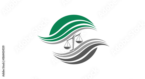 Abstract Scales of Justice with Flowing Lines For Legal Services Branding