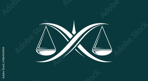 Abstract Scales Symbolizing Justice, Law, Equilibrium On A Teal Background