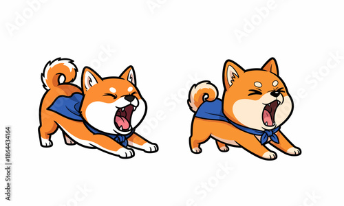 Cartoon Shiba Inu Dogs sleepy dog ​​movement white background eps8