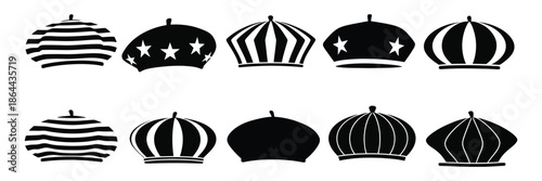 french beret hat icon silhouette vector design