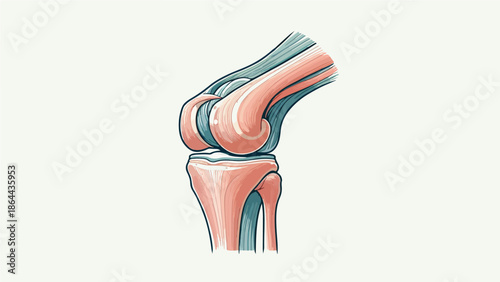 Human Knee Joint Anatomy Illustration – Ligaments, Bones, and Muscles Diagram