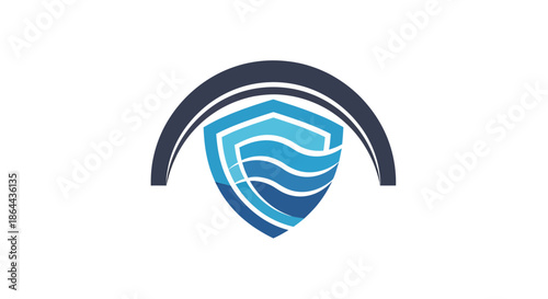 Abstract Shield With Arch Graphic Modern Design Ideal For Protection And Security