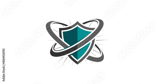 Abstract Shield With Orbital Rings Representing Protection And Modern Digital Security
