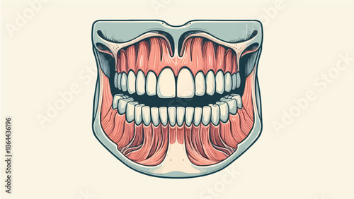 Human Teeth, Gums, and Jaw Anatomy Illustration