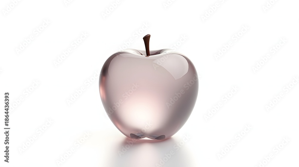 Obraz premium Delicate Glass Apple Sculpture on White Background