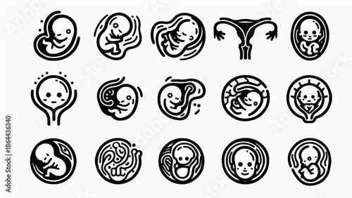 Embryo and Pregnancy Development Icon Set
