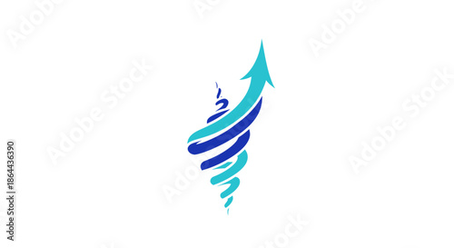 Abstract Spiraling Arrow Shows Growth and Progress, Ascending to Success Intended