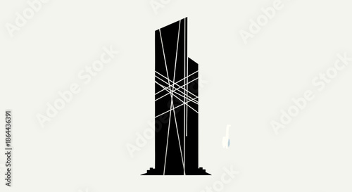 Abstract Skyscraper Depicting Architectural Complexity, Vector Illustration on White Background