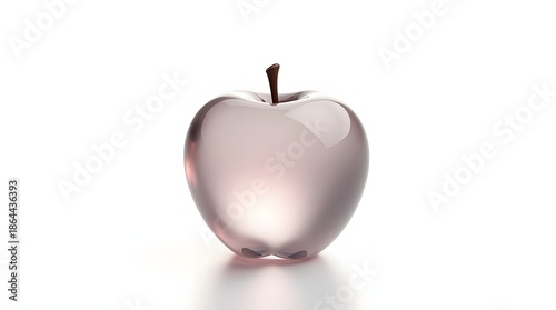 Delicate Glass Apple Sculpture on White Background