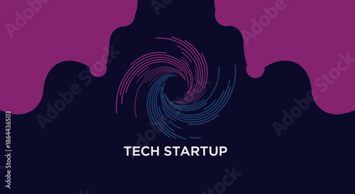 Abstract Spiraling Technological Graphic and Tech Startup Design on a Colorful Background