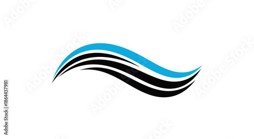 Abstract Swirl Design Concept With Modern Blue And Black Elements On White