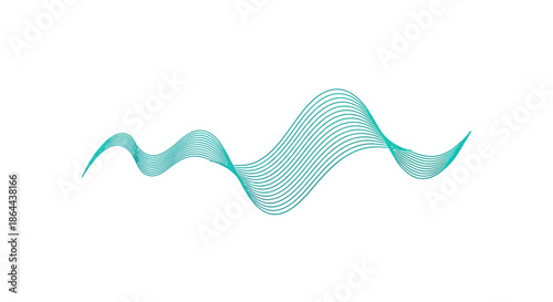 Abstract Teal Wavy Lines Forming a Modern Design Element on a White Background