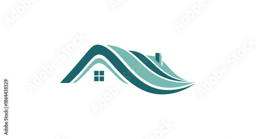 Abstract Waves Incorporate Architectural Elements In A Clean, Modern Real Estate Logo