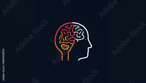 Human head and brain connected to artificial intelligence