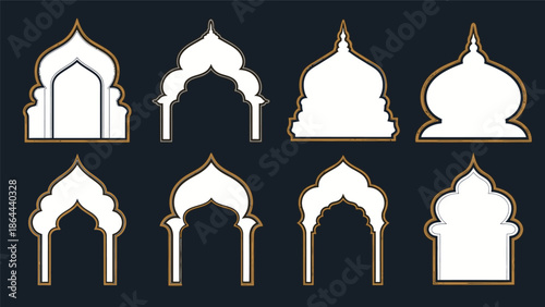Ornate Arch and Dome Vector Silhouettes for Traditional Architectural Design Elements